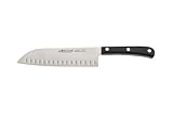 Arcos Cuchillo Santoku Acero Inoxidable Nitrum 180 mm - Hoja Resistente y Duradera, Mango Ergonómico POM Negro, Ideal para Cocina Diaria, Corte Preciso y Seguro