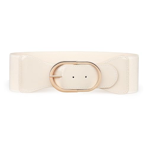SUOSDEY Vintage Wide Elastic Belt for Women's Dresses Stylish Stretchy Waistband with Oval Gold Buckle2
