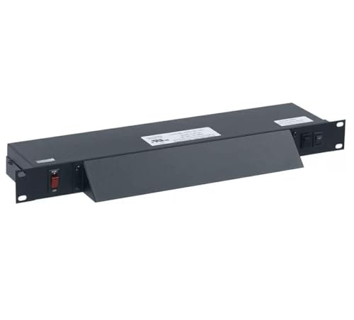 Lowell U181RL-LC Rackmount Light Panel with 120VAC 15A 1800W 60Hz Power Rating, (8) NEMA 5-15R Receptacles Controlled by Front Switch, 15-Feet Cord, Hooded Light