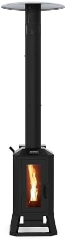 Big Timber Wood Pellet Patio Heater That Will Transform Your Outdoors 5 70,000 BTU Wood Pellet Outdoor Patio Heater with Glass Viewing Window – Pellet Heaters for Outdoor Use, Home, Gardens & Commercial - Portable with Wheels – Black