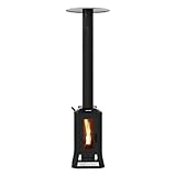 70,000β―BTU Wood Pellet Outdoor Patio Heater with Glass Viewing Window β Pellet Heaters for Outdoor Use, Home, Gardens & Commercial - Portable with Wheels β Black