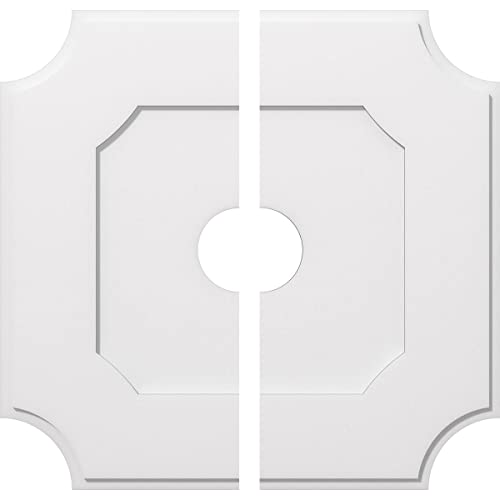 Image of Ekena Millwork CMP34LE2-06000 Locke Architectural Grade PVC Contemporary, Two Piece Urethane Ceiling Medallions 34 inchOD x 6 inchID x 20 1 /4 inchC x 1 inchP
