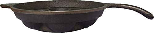 Image of Bharath Agencies Cast Iron 7 Cavity Appam Patra Kuzhi Paniyaram Pre-Seasoned Cast Iron Paddu Tawa with Handle, Black, Each Hole - 2 inch in Diameter