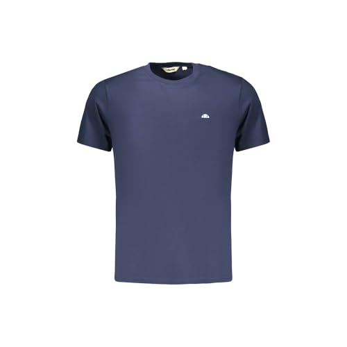 Image of Ellesse Small Logo M - Men's T-Shirt - 100% Cotton - Small Logo Embroidered in Contrast on the Heart - Rib Collar - Tennis Style, Blue, XXL