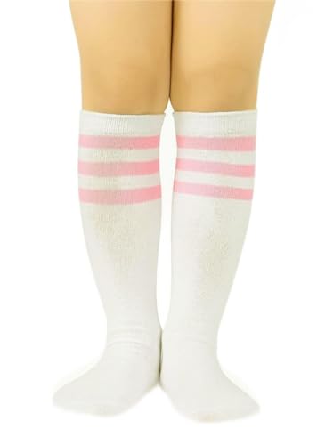 Unisex 7-10 Years child Triple Stripes Cotton Knee High Socks,Halloween Costume Cosplay Teammate