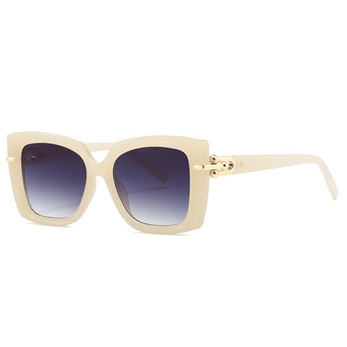 Lunettes de soleil pour femmes aux verres dégradés UV400 gris beige gelée tendance