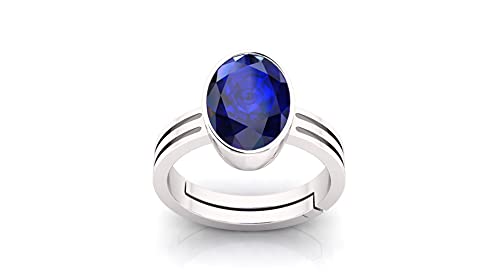 DENMOUS Anillo de piedra preciosa ajustable chapado en plata con zafiro azul natural de calidad Aaa+ 4.25 Ratti Earth Mined Aaa+ - B0C61Y4Y-2541, S, Gema