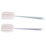 Abaodam 2個長柄キッチンボトルブラシ 吸水性スポンジヘッドでボトル内側をやさしく洗浄 フック付きで収納簡単 水筒 哺乳瓶対応 清掃ツール