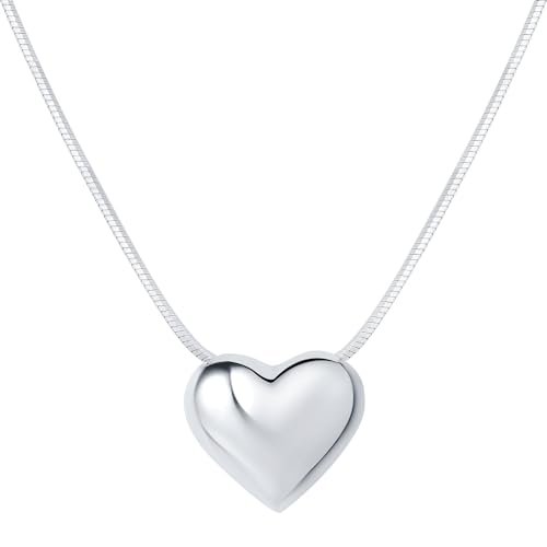 CHIRENMA 925 Sterling Silver Heart Pendant Necklaces for Women, Silver Heart Necklace for Women Mom Birthday (style 3-small)