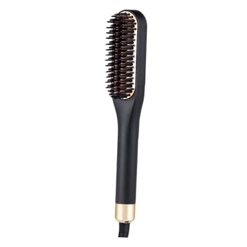 Plancha para Cabello y Barba Mini NUOBESTY, Peine Estilizador Eléctrico con 3 Niveles de Temperatura, Enchufe Estándar EE.UU., Color Dorado miniatura 1