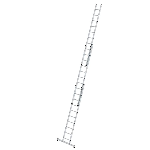 PROREGAL Sprossen-Schiebeleiter 3-teilig mit nivello®-Traverse 3x10 Sprossen | Leiter, Teleskopleiter, Trittleiter, Bockleiter, Sprossen-Doppelleiter