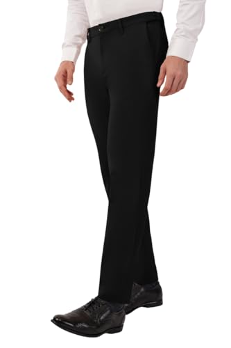 Image of SaintX Men's Premium 4-Way Comfort Stretch Formal Trousers | Smart Sweat Wicking Wrinkle Free Fabric | Smarter Techno Flex Expandable Waistband | Stylish Slim Fit | Daily Office Wear