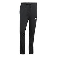 adidas Men's Essential Three Stripes Single Jersey Pant, Black/White, M
