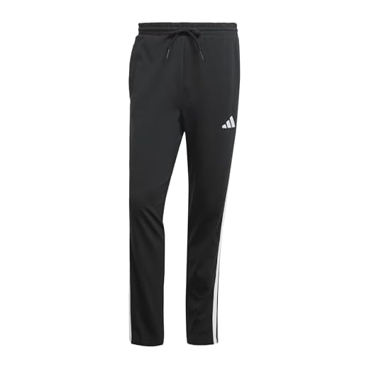 Adidas Men's Essential Three Stripes Single Jersey Pant, Black/White, M