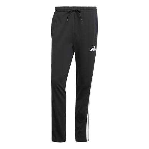 adidas Men's Essential Three Stripes Single Jersey Pant, Black/White, M