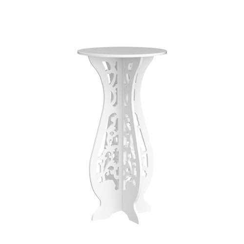 Image of Device Bas with BROWN ART SHOPPEE Round End Tables Living Room,Narrow Night Stands Round Side Table For Bedrooms,Antique Carved Coffee Table,Pedestal Plant Stand For Balcony (White) Engineered Wood