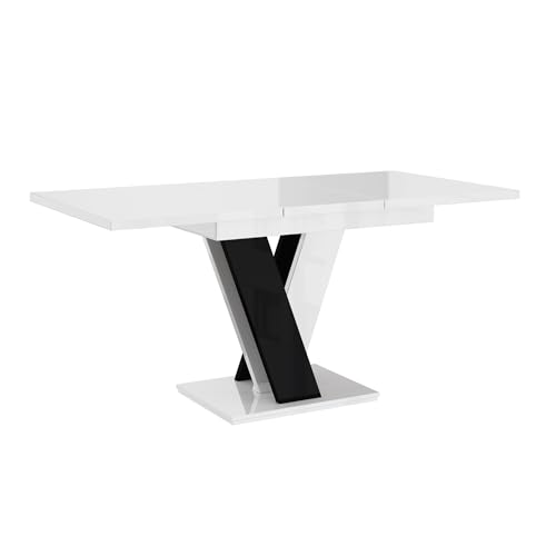 PROROOM FURNITURE Esstisch Ausziehbar Malvi – Moderner Küchentisch 120-160 cm für 4–6 Personen | Einfache Montage | Ideal für Esszimmer & Küche | Dining Table by (Weiss Hochglanz, Schwarz Hochglanz) PROROOM FURNITURE Esstisch Ausziehbar Malvi – Moderner Küchentisch 120-160 cm für 4–6 Personen | Einfache Montage | Ideal für Esszimmer & Küche | Dining Table by (Weiss Hochglanz, Schwarz Hochglanz)