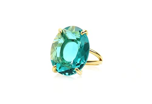 Bague en or et tourmaline bleue, cadeau de naissance d'octobre