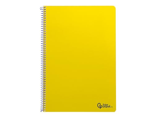 Liderpapel Quaderno a spirale a4 smart copertina morbida 80h 75gr quadro 4mm con margine colore giallo
