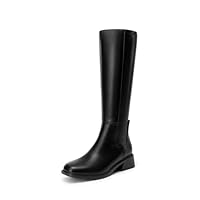 DREAM PAIRS Women's Knee High Boots Square Toe Low Block Heel Casual Comfort Riding Long Boots with Side Zipper,Size 8,Black,DWUMKB2530