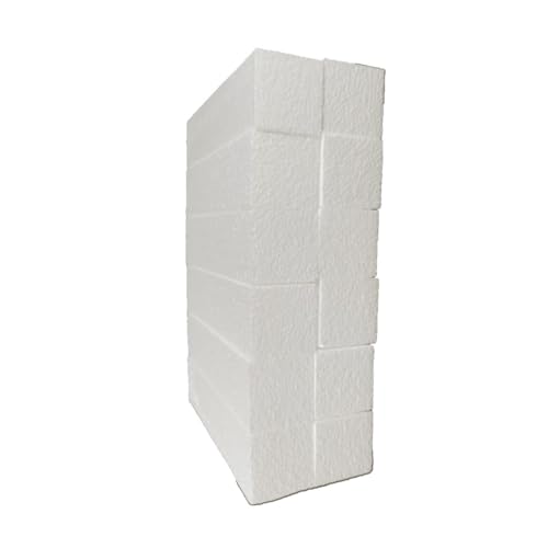 DecoPorex – Bloques de Espuma de poliestireno de 5cm x 5cm x 20cm (12 Unidades) para Manualidades - Ladrillos rectangular de Poliestireno para Artes y Manualidades - Color Blanco
