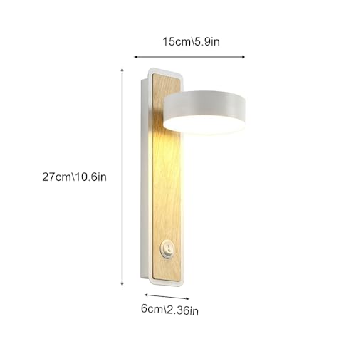 Aplique de pared de metal con acabado de madera para lectura 5