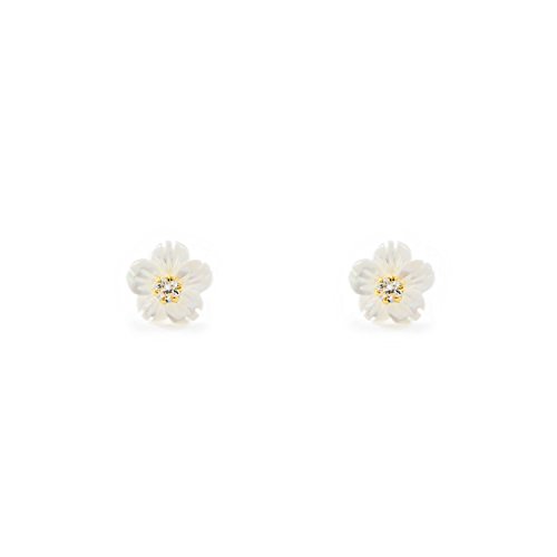 Certificato di garanzia Orecchini per Bambini fiore madreperla - oro giallo 9k (375)