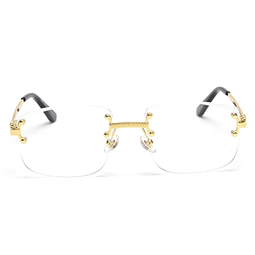 kachawoo Lunettes de soleil sans monture, carrées, couleur progressive, style rétro vintage