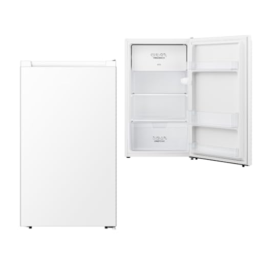 YUNA SINAIDA GFE Kühlschrank mit 3*Gefrierfach, Tisch-Kühlschrank, nur 47,5 cm breit, 82 L Nutzinhalt, LED Licht, wechselbarer Türanschlag, robuste Glasablagen, 38 dB, Weiß