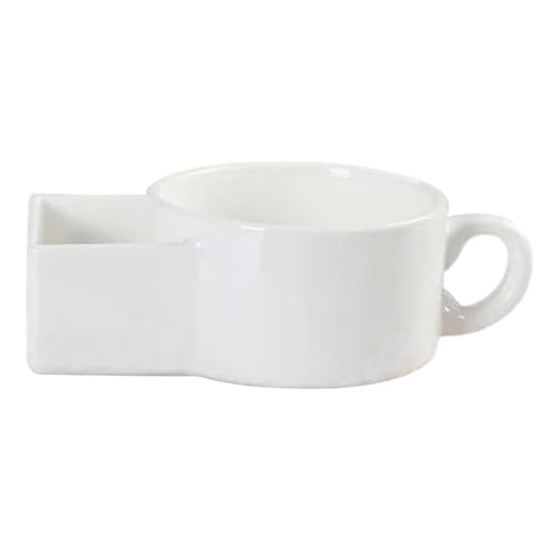 FINLALO Cuencos de sopa con asas, cuenco creativo 2 en 1 para sopa y galletas, taza de café de cerámica, aperitivo vegetariano y taza de inmersión, taza de sopa de cerámica para galletas y leche,