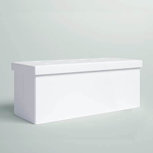 Frixovel Coffre de Rangement, Ottoman avec Espace de Stockage, Banc de Rangement Intérieur Repose-Pieds,pour Salon, Chambre, Entrée(Blanc, 110x38x38cm)