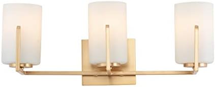 Maxim 21283SWSBR Dart 8 Inch Three Light Incandescent and LED Compatible Glass Cylinder Bathroom Vanity Wall Mount I 180 Watts I Satin Brass I Modern Contemporary Light Fixture I