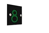  Moderne Hausnummern - Schwarzes Quadrat Nummer Acryl mit Grünes Acryl - Zeitgenössisches Hausnummernschild - Schild