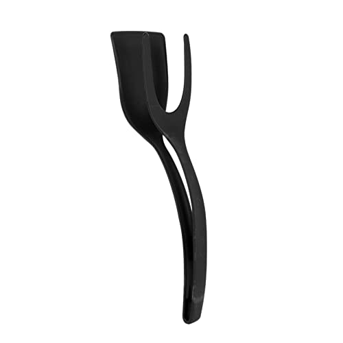 2-in-1-Eierspatel, Hitzebeständig, Kochspatel, Spiegelei-Griff, Flip-Zange, Omelettspatel, Wender, Antihaftbeschichtete Küchenschaufel für Brot, Pfannkuchen (BLACK)