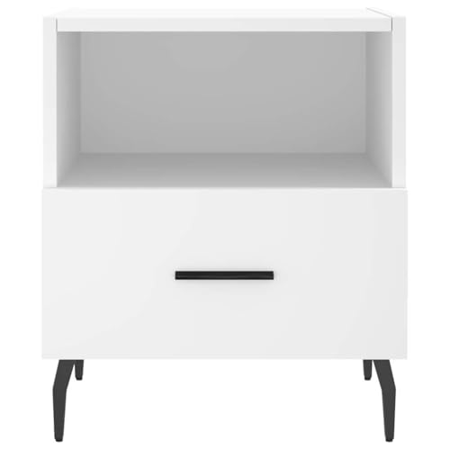 Lot de 2 tables de chevet blanc en bois d'ingénierie chic - 8