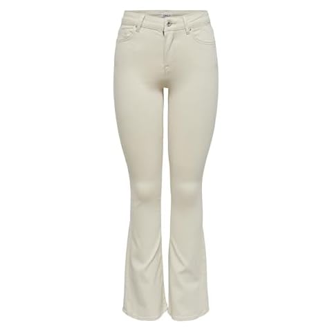 ONLY Women's Ecru Flared Leg Jeans Cover