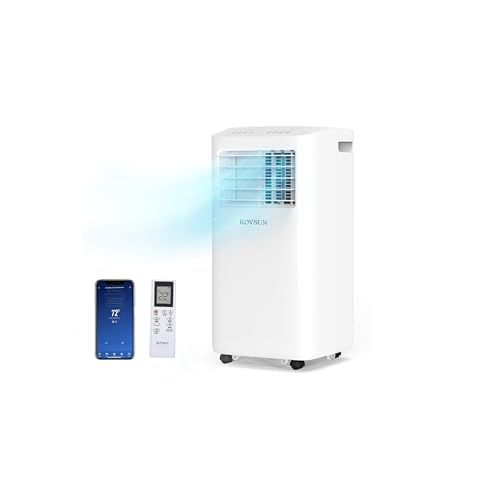 ROVSUN WiFi Enabled Smart 10000 BTU Portable Air Conditioner with Remote & APP Control, 3-in-1 Cooler, Dehumidifier & Fan, Powerful Room Mobile AC Unit with Rolling Wheels & Easy Installation Kit