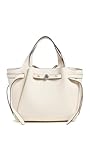Tory Burch Women's Romy Pebbled Satchel, Light Cream, Off White, One Size