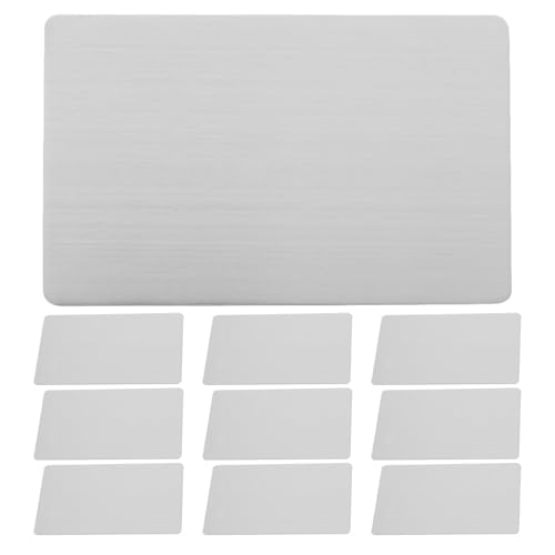 Tarjetas de presentación metálicas en acero inoxidable elegante para grabado personalizado, 10u