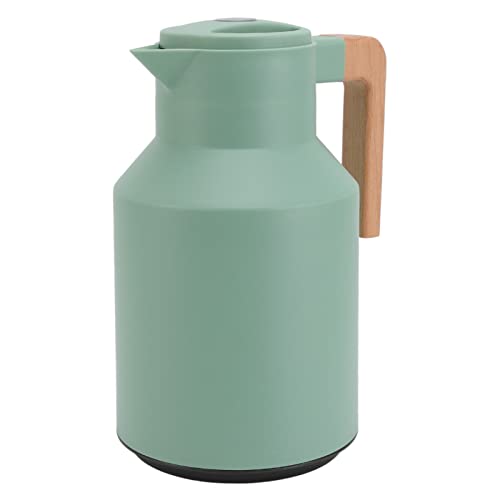 Coffee Carafe 1L Large Capacity Portable European Beech Wood Handle 12h Thermal Insulation Kettle Coffee Pot Green Professional Accessories for Use (Green)