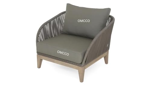 Image of 4 Seater Sofa Outdoor Conversation Patio Garden Rope Furniture Set with Cushion and Center Table. Garden /Balcony /Poolside /Indoor /Outdoor Set(Grey Color)