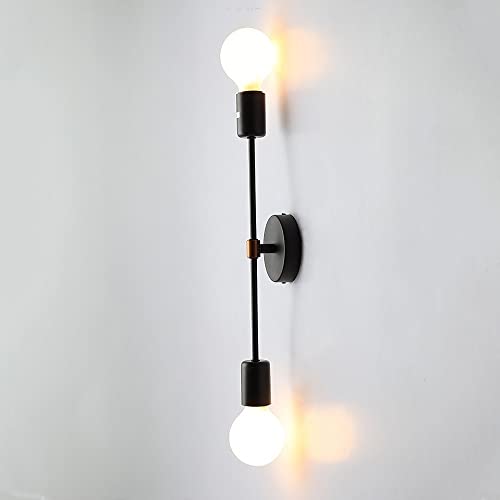 Sunny Lingt Applique Murale à 2 Flammes en Fer Noir Longue Applique Murale Vintage E27 luminaires décoratifs Appliques de Ferme rétro industrielles Lampes pour Couloir d'hôtel de Restaurant de Grange Cover