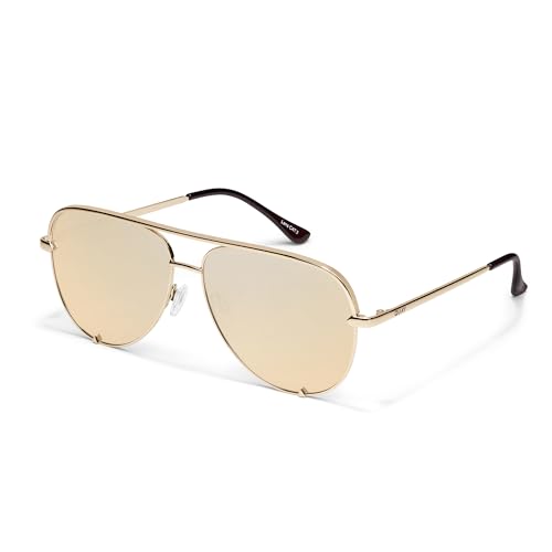 Image of QUAY High Key Extra Large Polarized Unisex Aviator Sunglasses, UV Protection, Oversized Accessories for On The Go Lifestyle