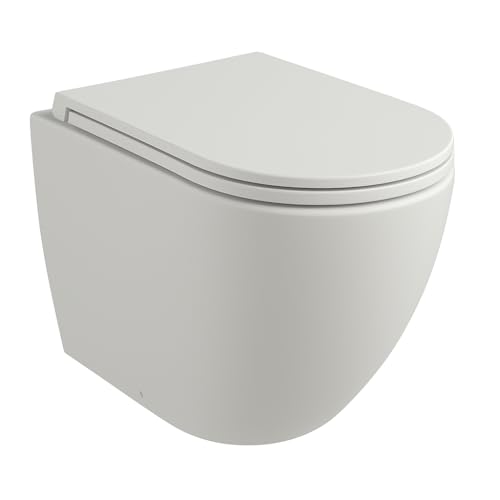 Vaso WC Filo Muro Rimless Infinity Bianco Lucido, Made in Italy – Sanitari Bagno Filomuro a Terra Moderni, Senza Brida, Design Contemporaneo, Facile Installazione e Pulizia (Vaso, Bianco Opaco)
