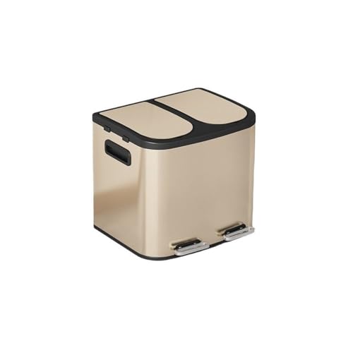 Poubelle double bac anti-odeur et silencieuse en acier inoxydable rectangulaire
