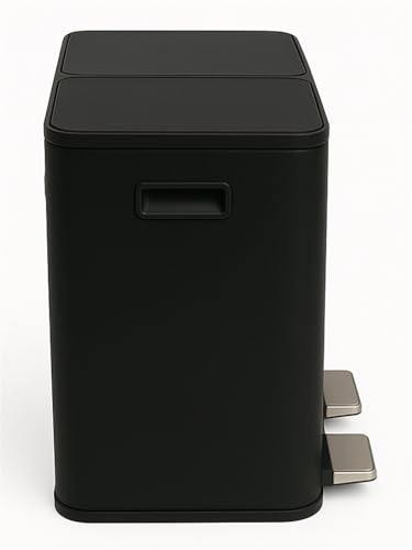 Miniatura 7 de Jardin202 - Cubo De Basura De Metal Con Pedal - Doble Compartimento Para Reciclaje Y Diseño Moderno 40 Litros Negro