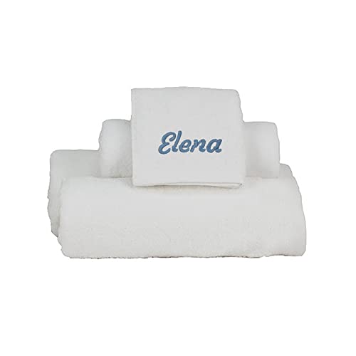 CALLE DEL REGALO Juego de Tres Toallas Bordadas con Nombres (Blanca)