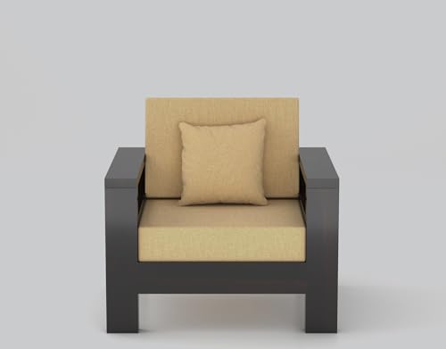 Image of Furniture Solid Sheesham Wood 1 Seater Sofa Set | Multipurpose Wooden Single Seater Lounge Sofa Set Furniture for Living Room, Home and Office (Walnut Finish)