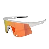 Arncre Sports Polarized Sunglasses for Men - UV400 Shades for Women Baseball, Running, Golf, Motorcycle, Cycling Bike, Running, Biking, Fishing, Outdoor Eyewear Glasses (White Orange)