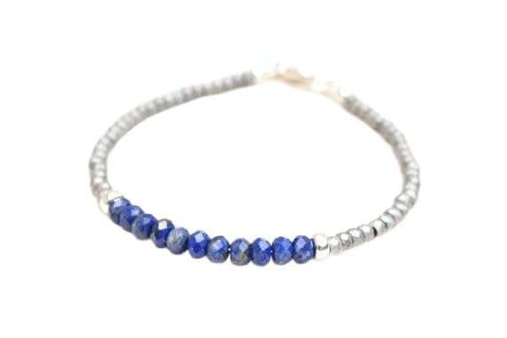 Bracelet pierres naturelles lapis-lazuli hématite bijoux stacking unisexe LCBR-4191